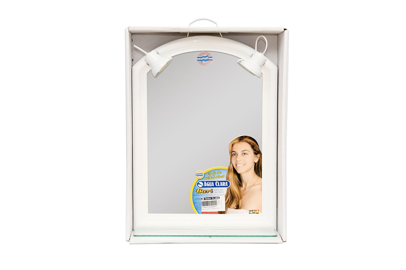 Embalaje Espejo roma nº1- con luz y repisa Embalaje Espejo roma nº1- con luz y repisa - Agua Clara