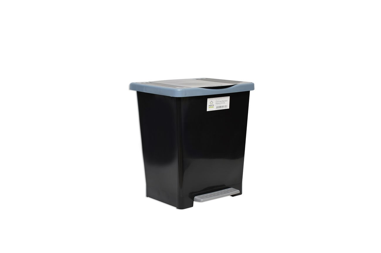 Cesto 20 lts tapa manual negro - Agua Clara