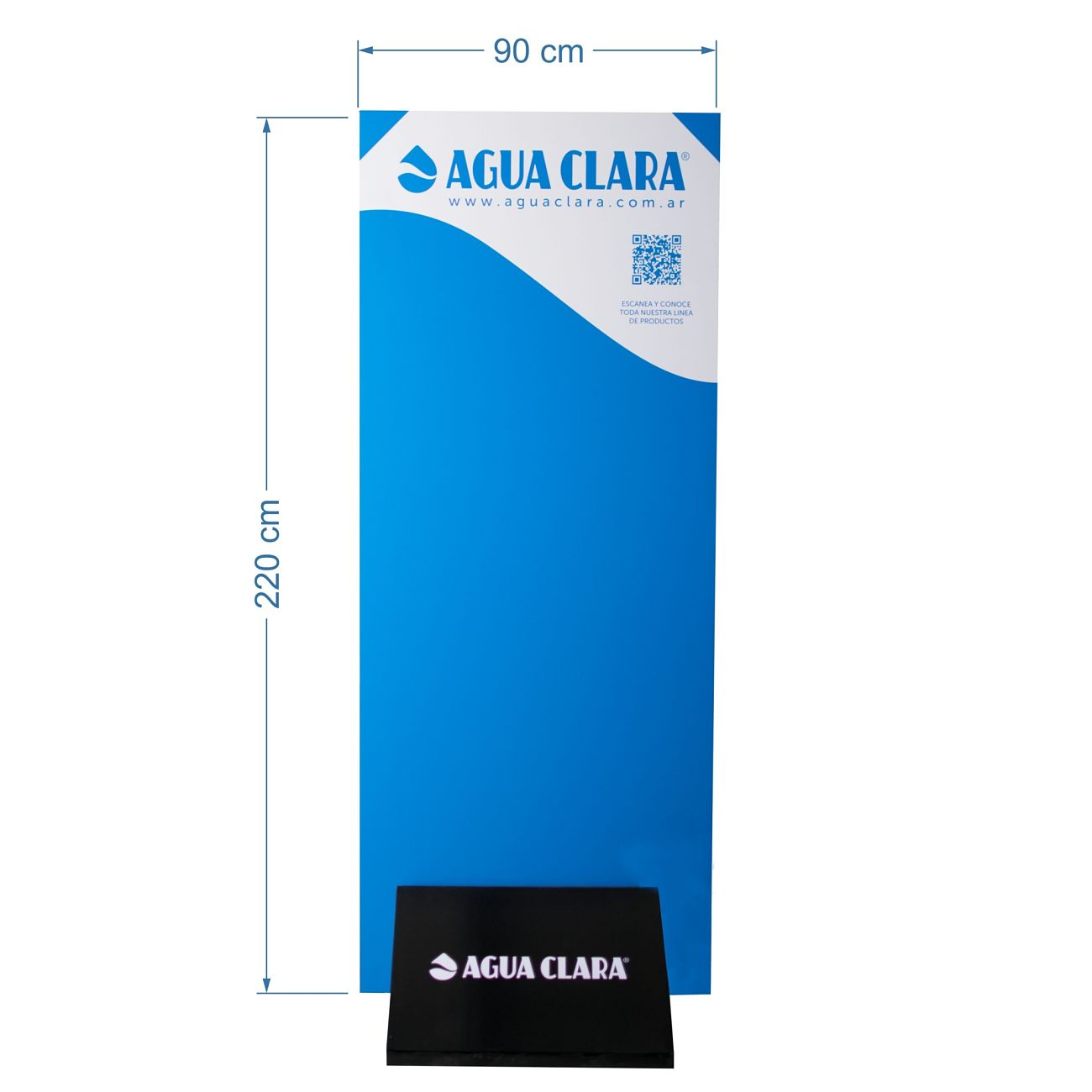Exhibidor con medidad 220x90_opt Exhibidor 2 caras | Agua Clara