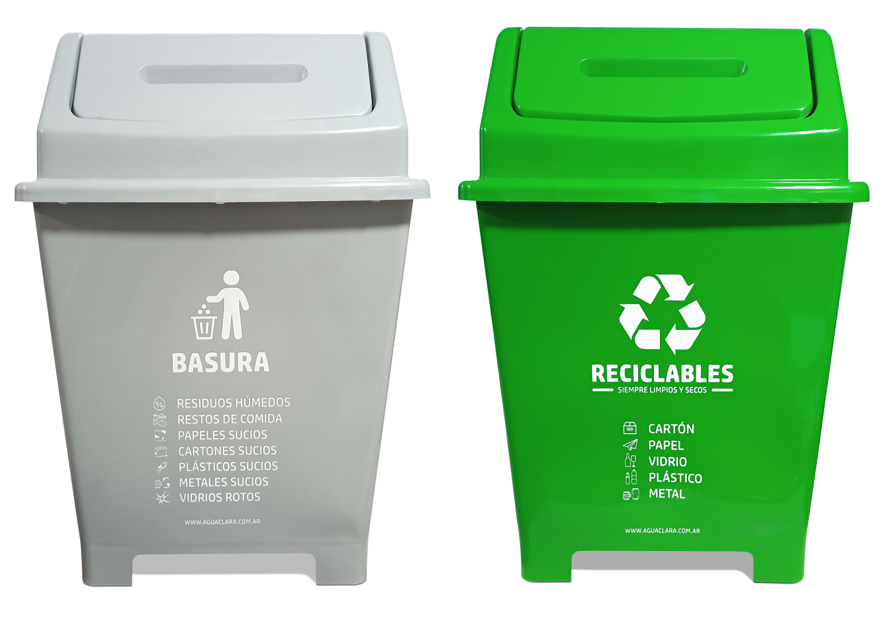 Cesto 20 lts tapa vaivén gris y verde (3)_opt Cesto 20 lts tapa vaiven verde | Agua Clara